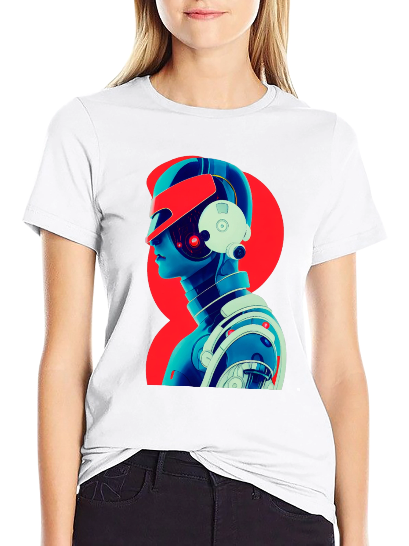 Cyberpunk Robot Graphic T-Shirt - Black Cotton Tee