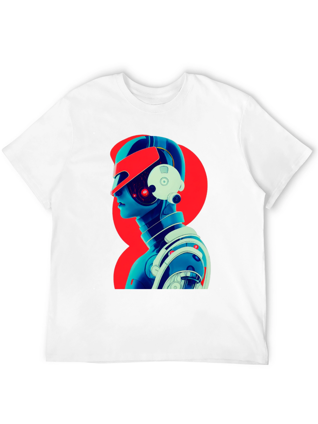 Cyberpunk Robot Graphic T-Shirt - Black Cotton Tee