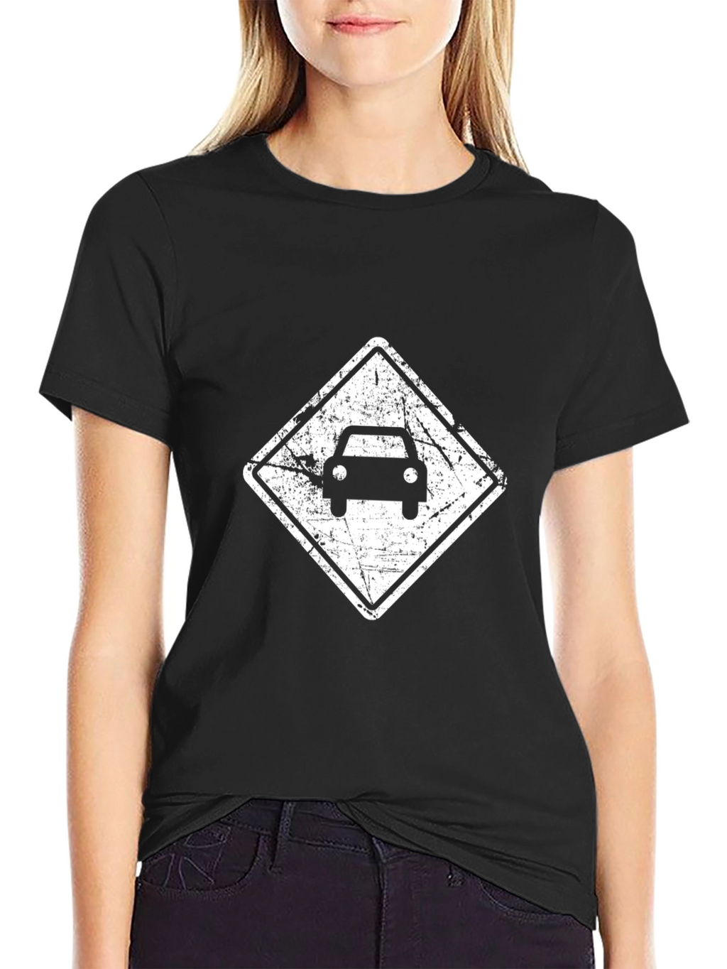 Distressed Car Graphic Black T-Shirt
