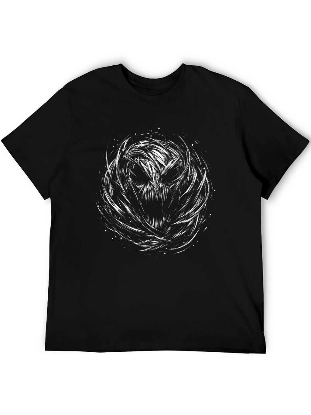 Mens Black T-Shirt with Abstract Skull Design