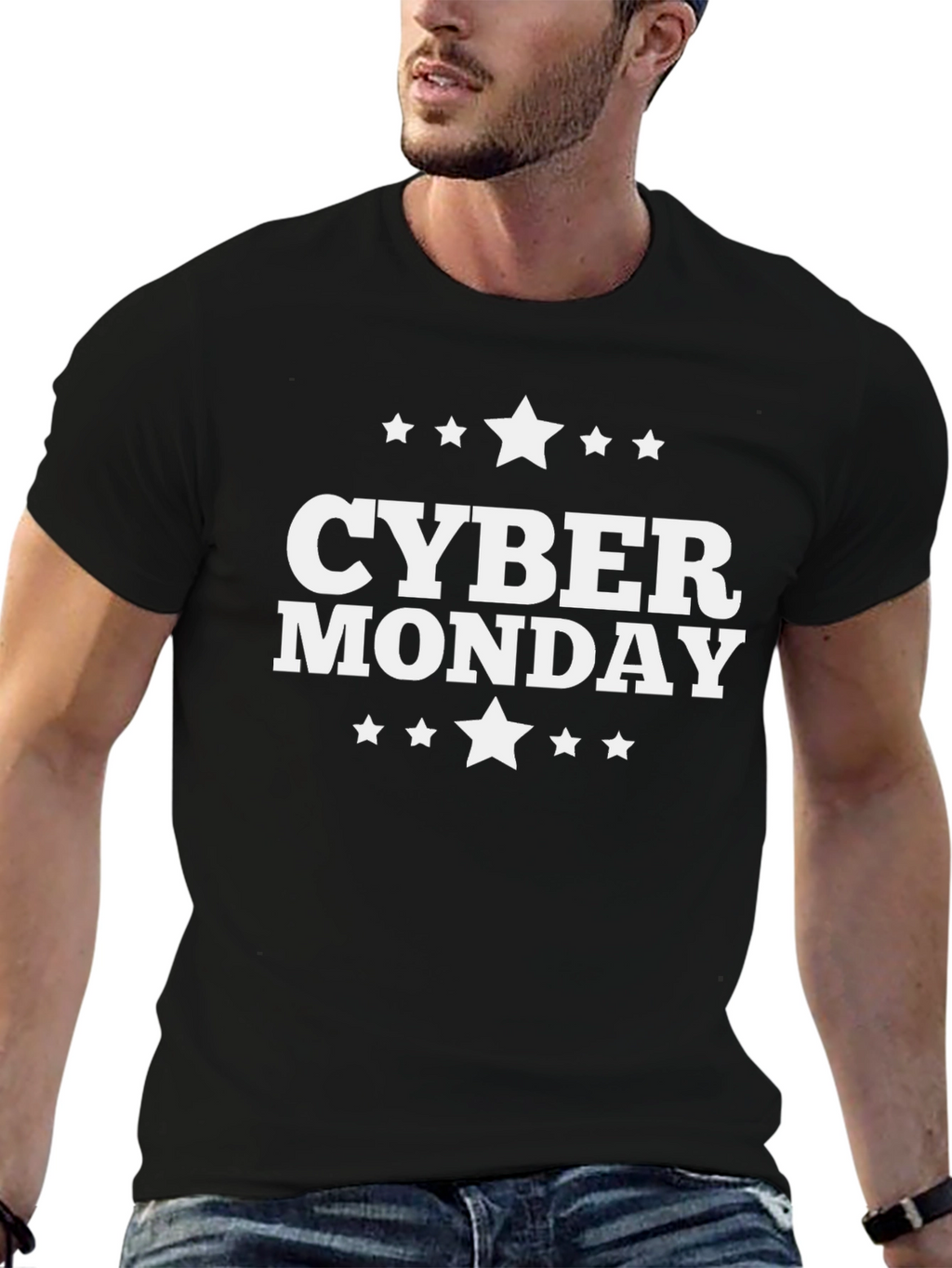 Cyber Monday T-Shirt - Black - Star Design