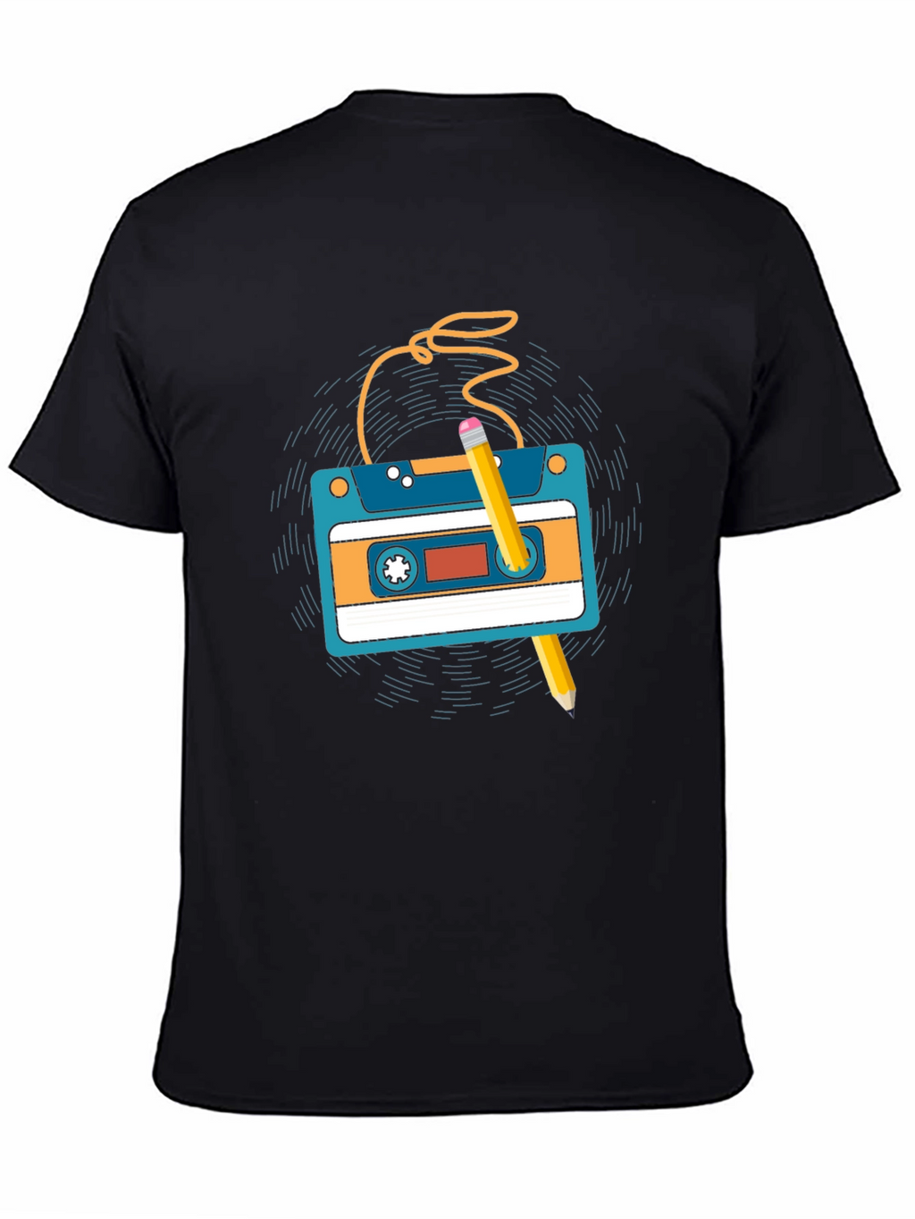 Retro Cassette Tape & Pencil Graphic T-Shirt