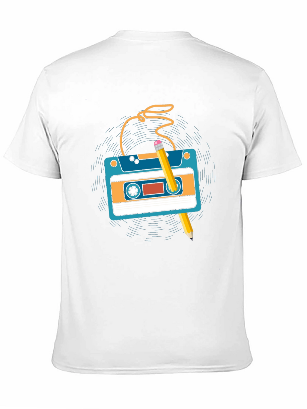 Retro Cassette Tape & Pencil Graphic T-Shirt