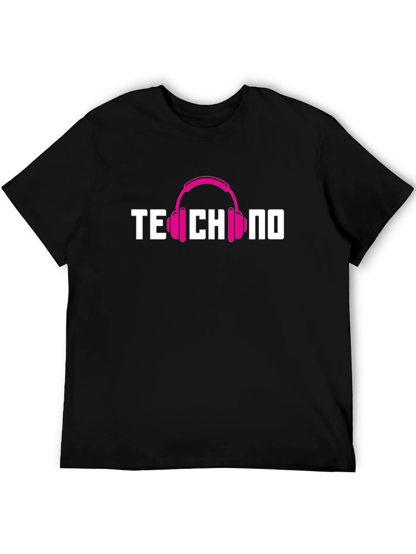 Techno Headphones Graphic T-Shirt - Black