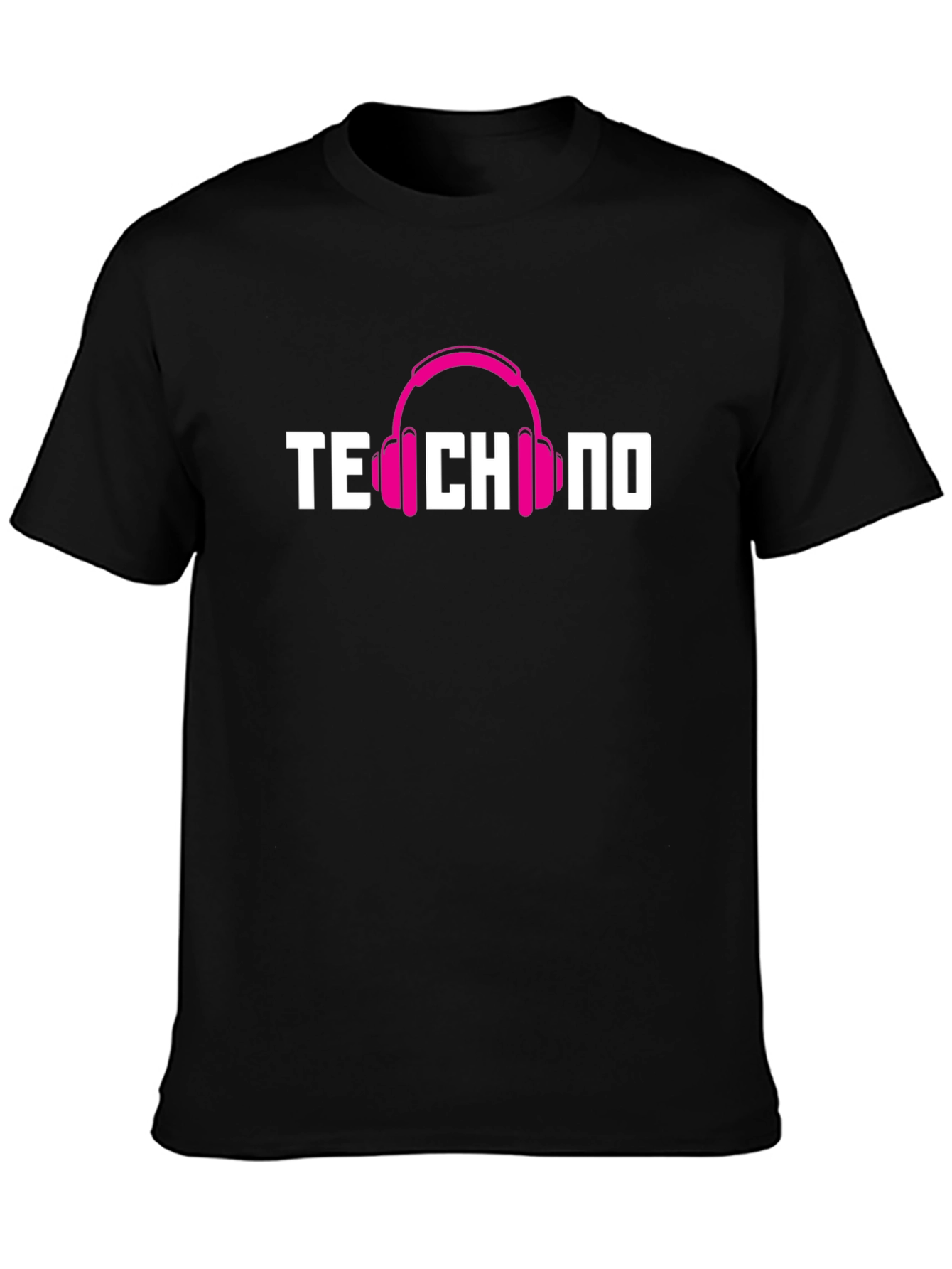 Techno Headphones Graphic T-Shirt - Black