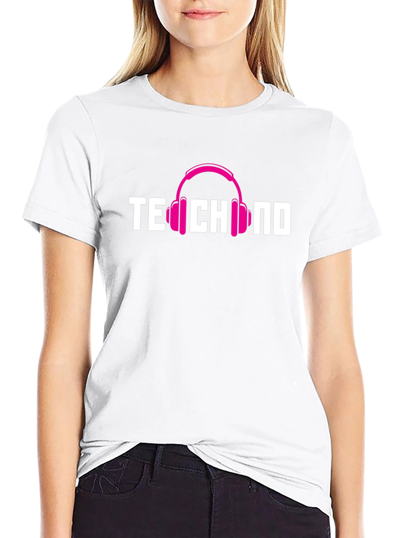 Techno Headphones Graphic T-Shirt - Black