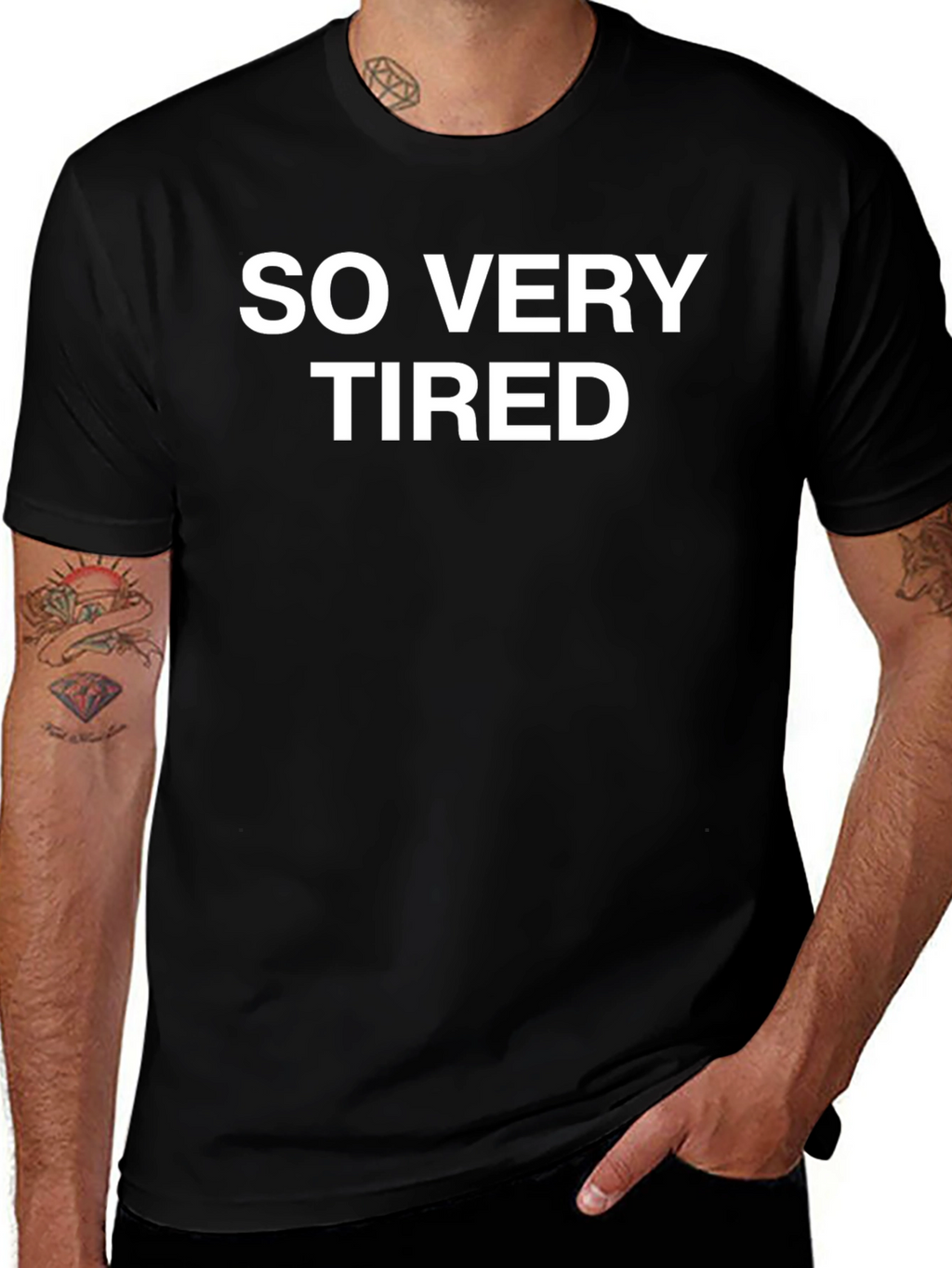 So Very Tired Graphic Tee - Black Cotton Blend