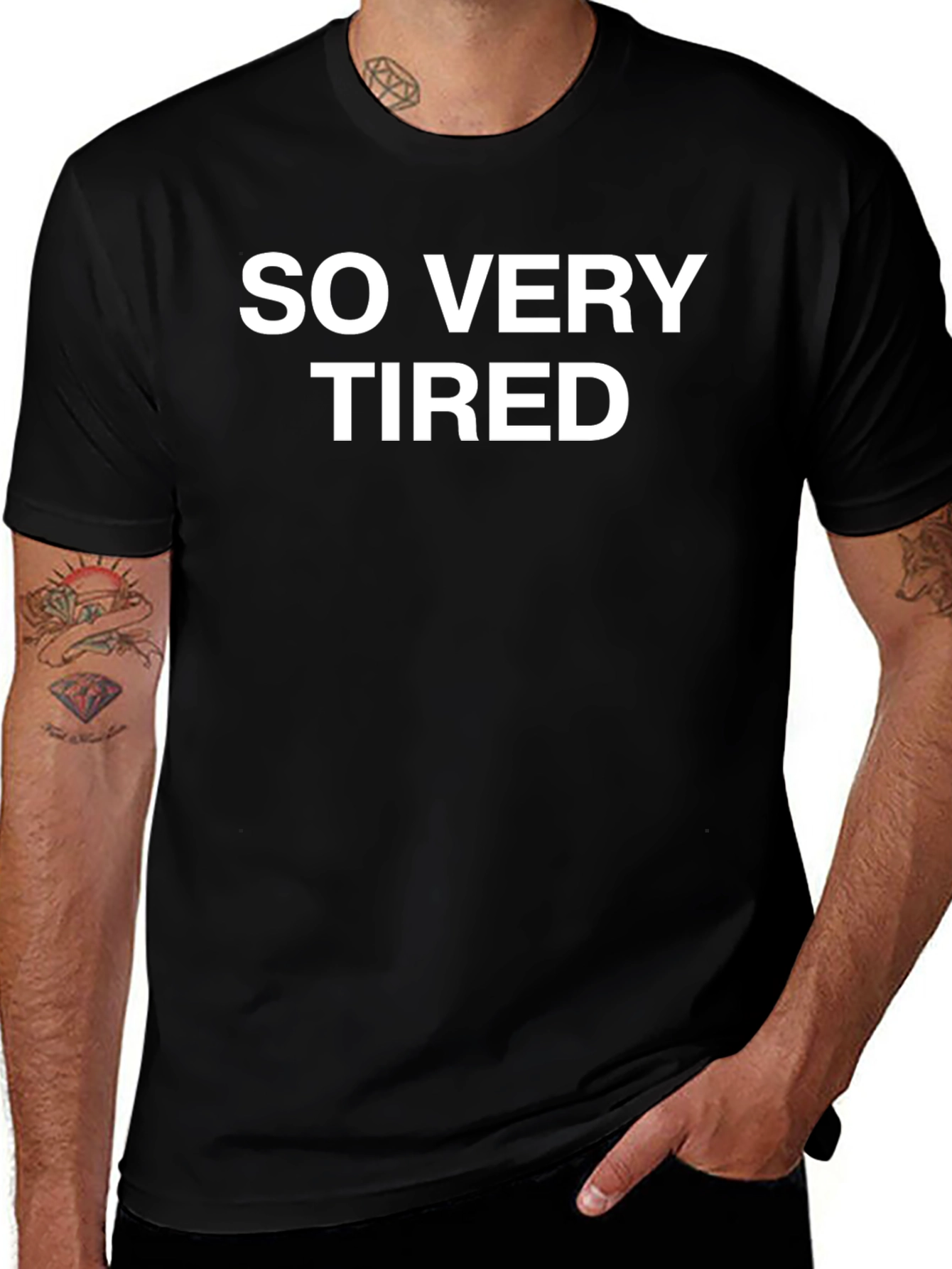 So Very Tired Graphic Tee - Black Cotton Blend