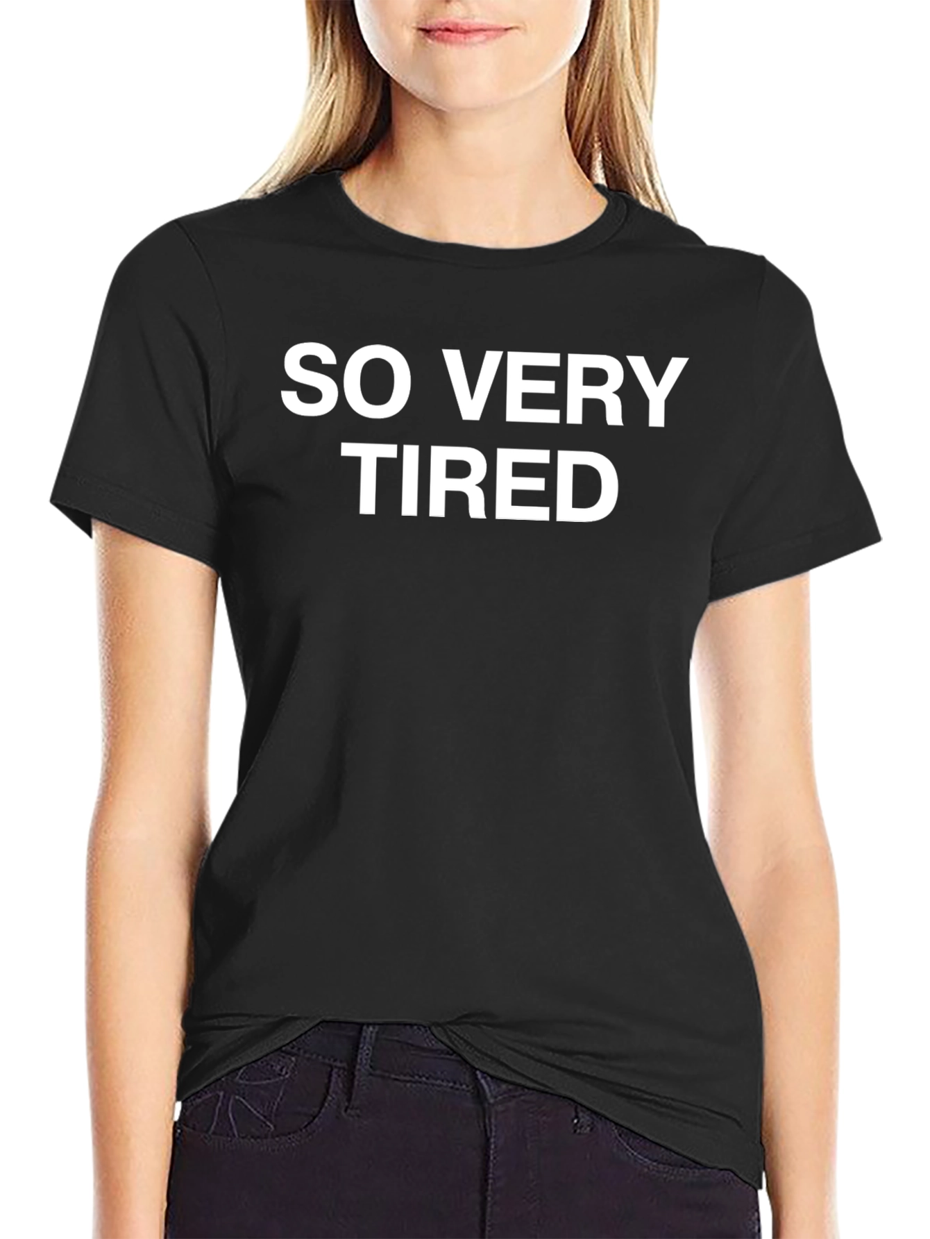 So Very Tired Graphic Tee - Black Cotton Blend