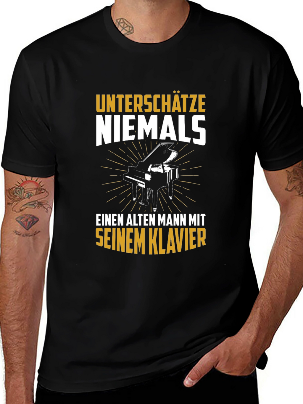 Old Man Piano T-Shirt - Never Underestimate Musician Tee