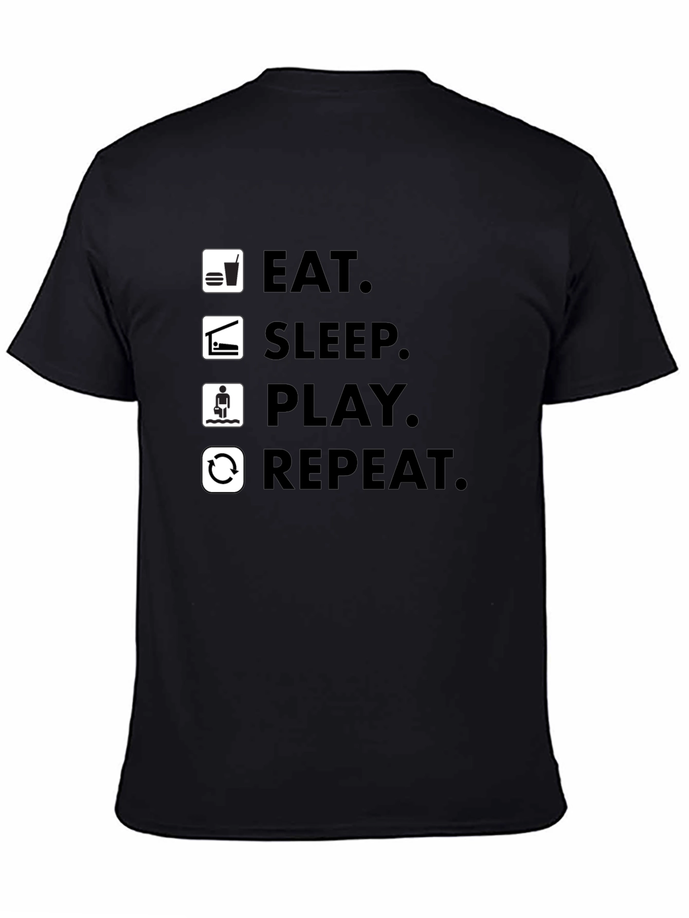 Eat Sleep Play Repeat Gamer T-Shirt - Black Graphic Tee