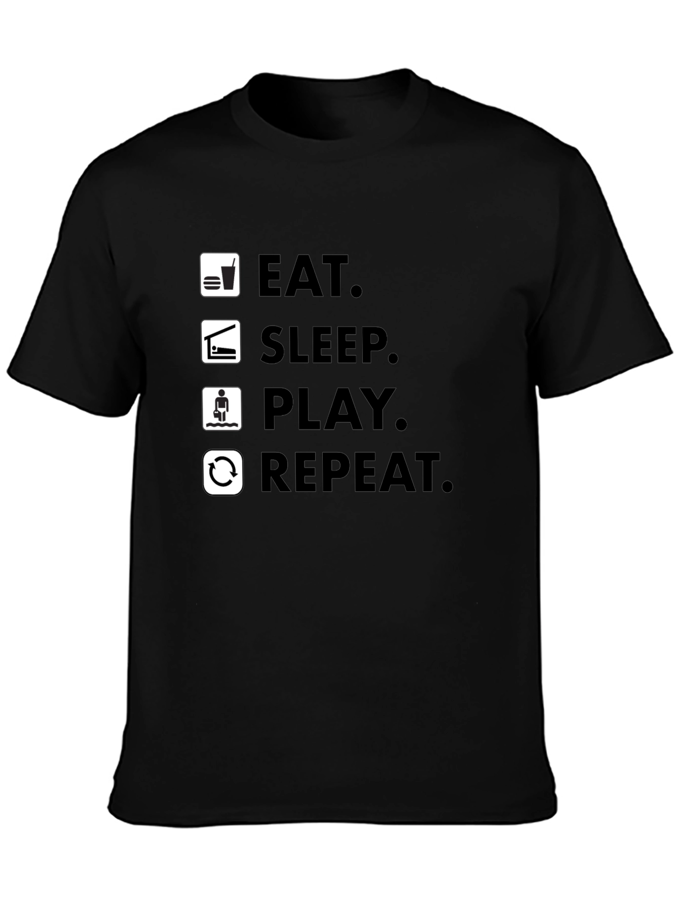 Eat Sleep Play Repeat Gamer T-Shirt - Black Graphic Tee
