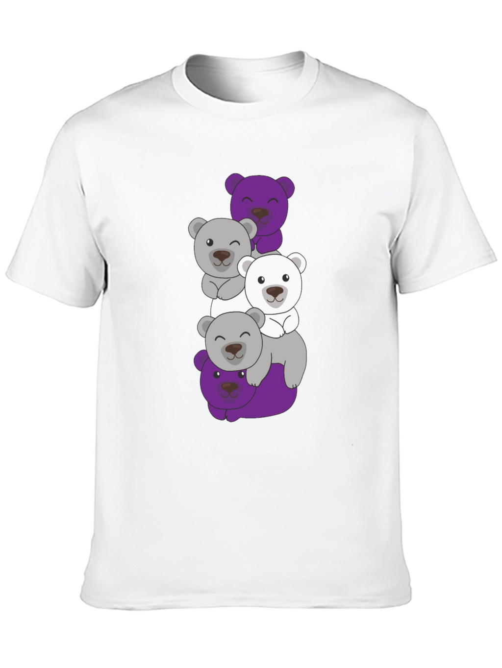 Stacked Bear Graphic Tee - Black Cotton Casual T-Shirt