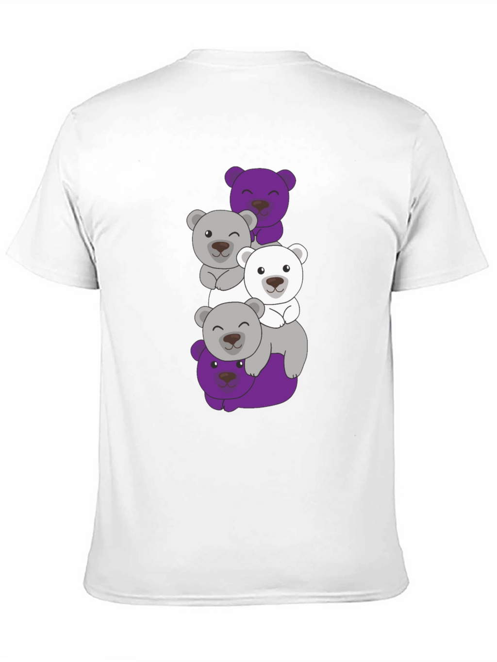 Stacked Bear Graphic Tee - Black Cotton Casual T-Shirt