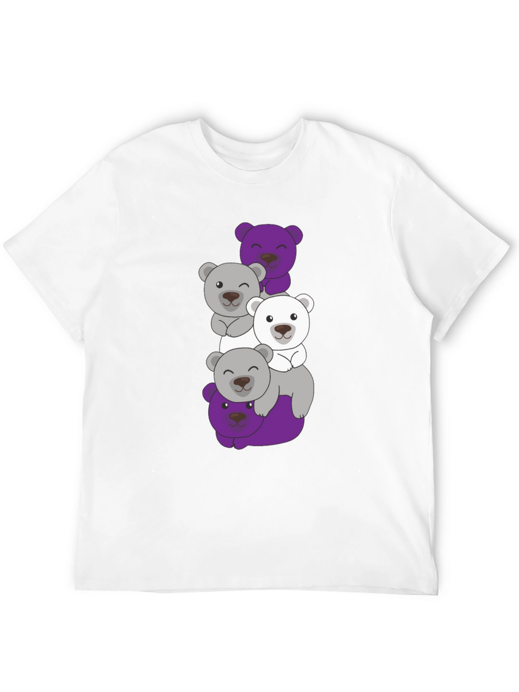 Stacked Bear Graphic Tee - Black Cotton Casual T-Shirt