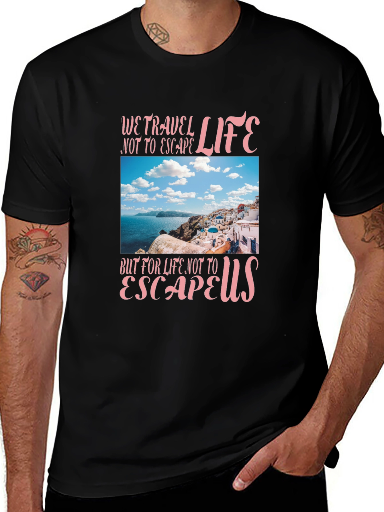 Travel Life Graphic T-Shirt - Black