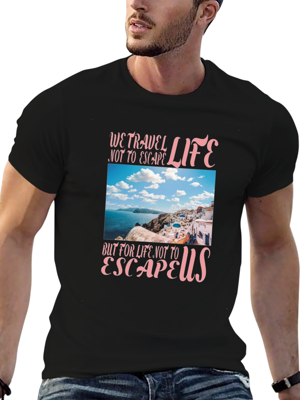 Travel Life Graphic T-Shirt - Black