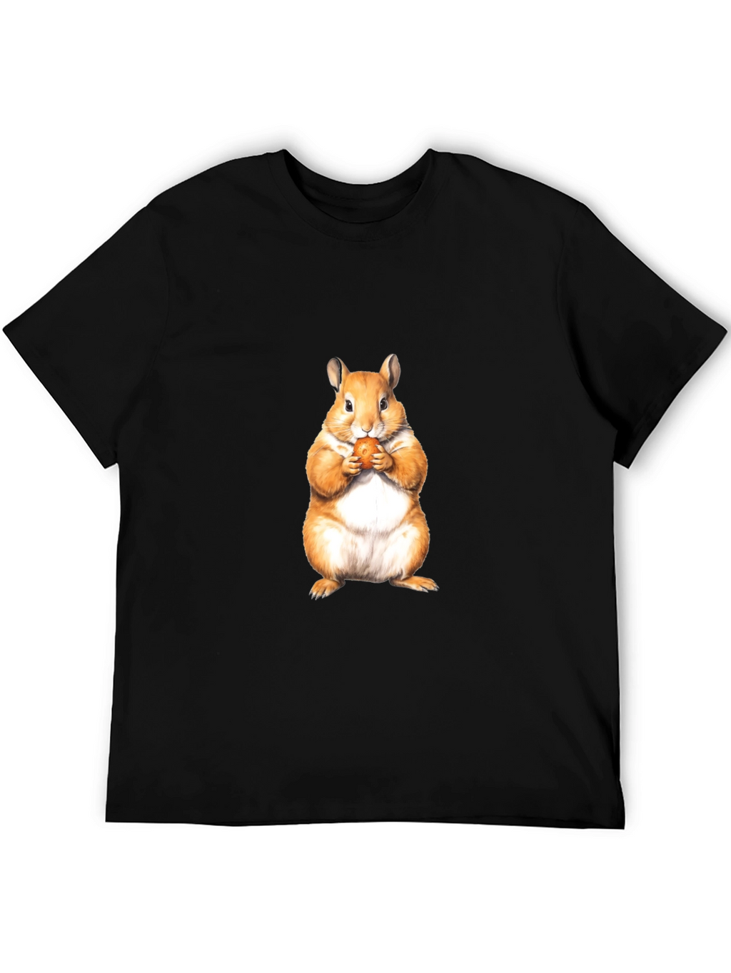 Cute Hamster Eating Nut Black T-Shirt