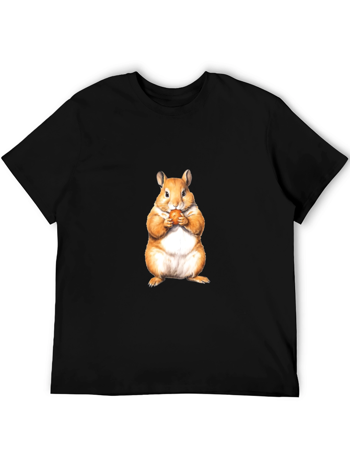 Cute Hamster Eating Nut Black T-Shirt
