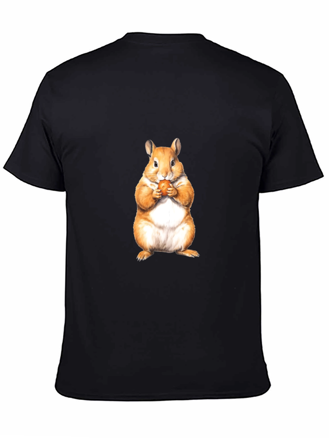Cute Hamster Eating Nut Black T-Shirt