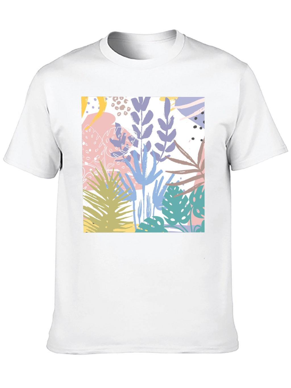 Tropical Print Black Cotton T-Shirt