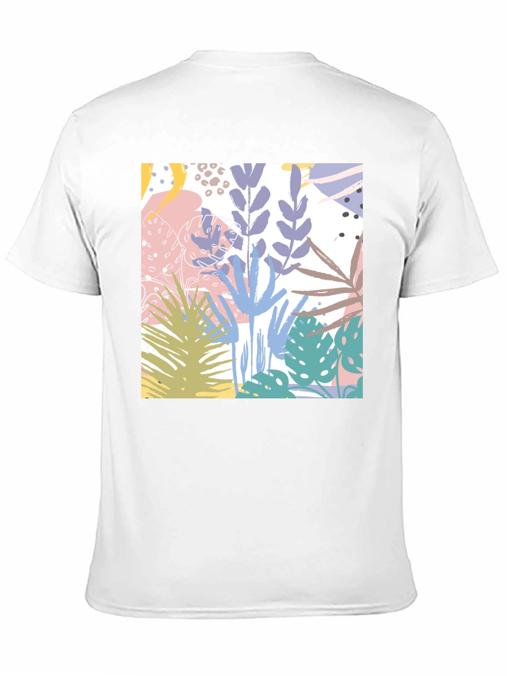 Tropical Print Black Cotton T-Shirt