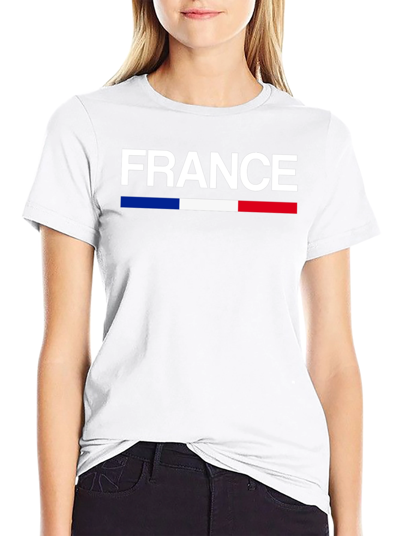 France Flag T-Shirt - Black Crew Neck Graphic Tee