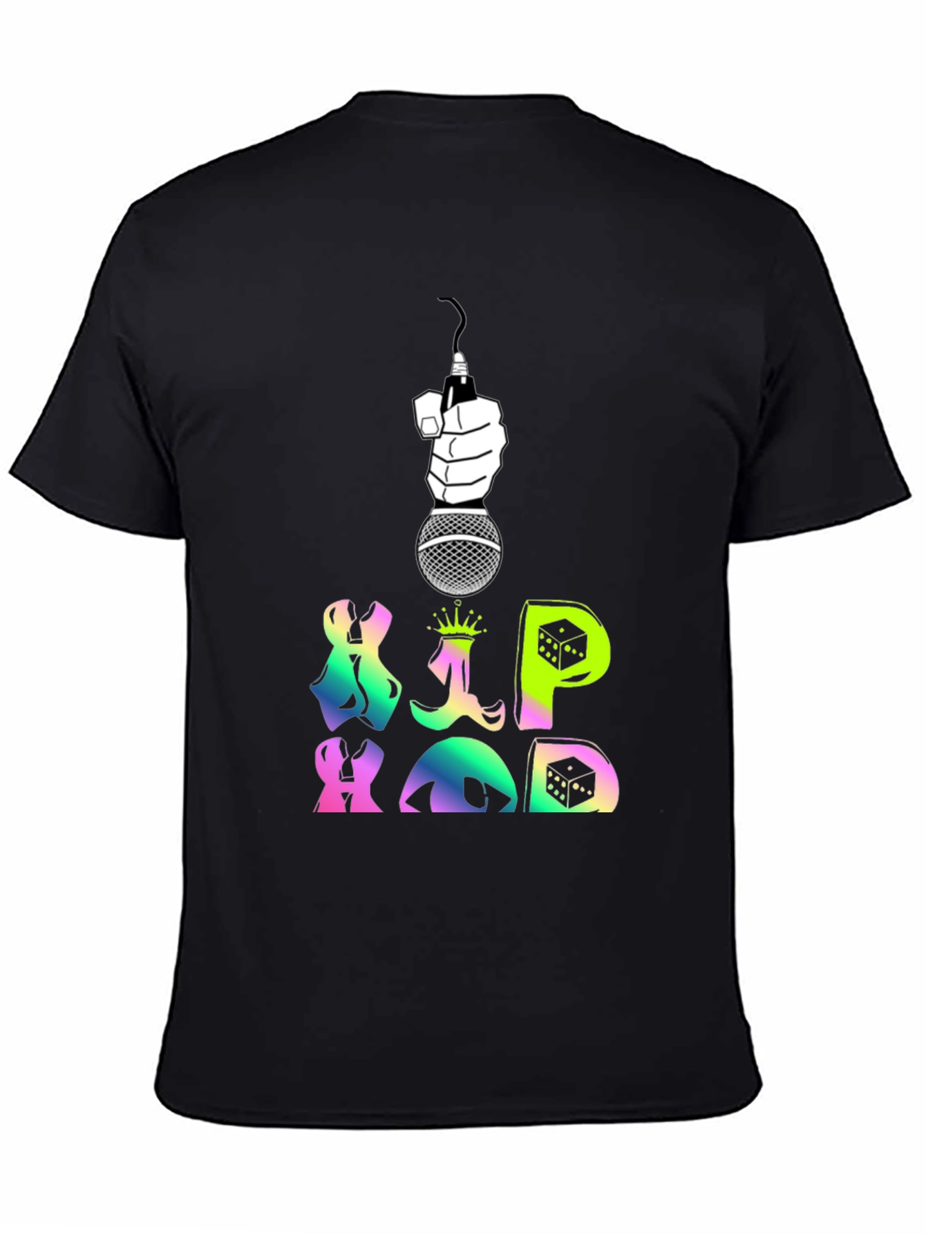 Hip Hop Rap Tee - Microphone & Dice Graphic T-Shirt