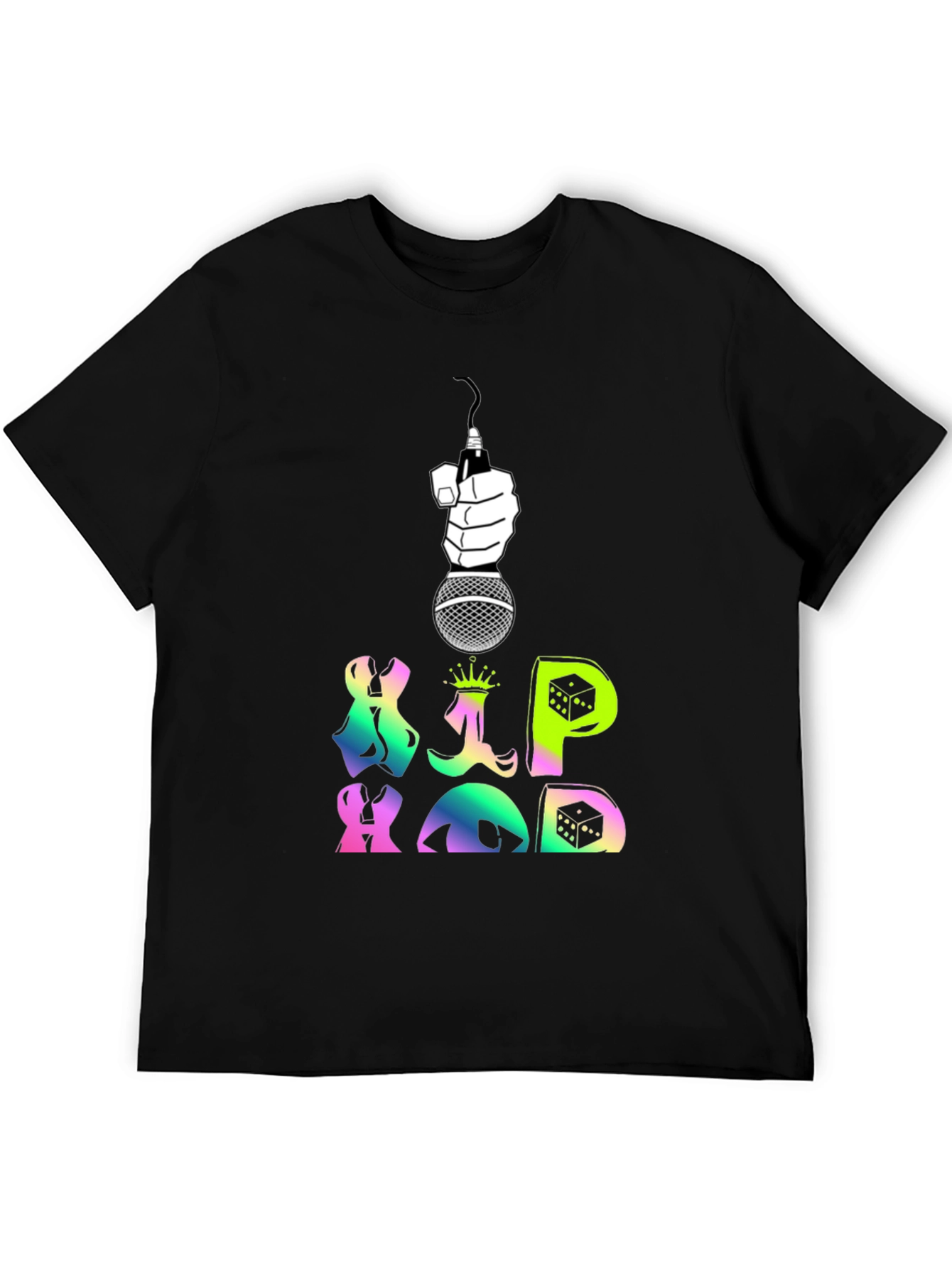Hip Hop Rap Tee - Microphone & Dice Graphic T-Shirt