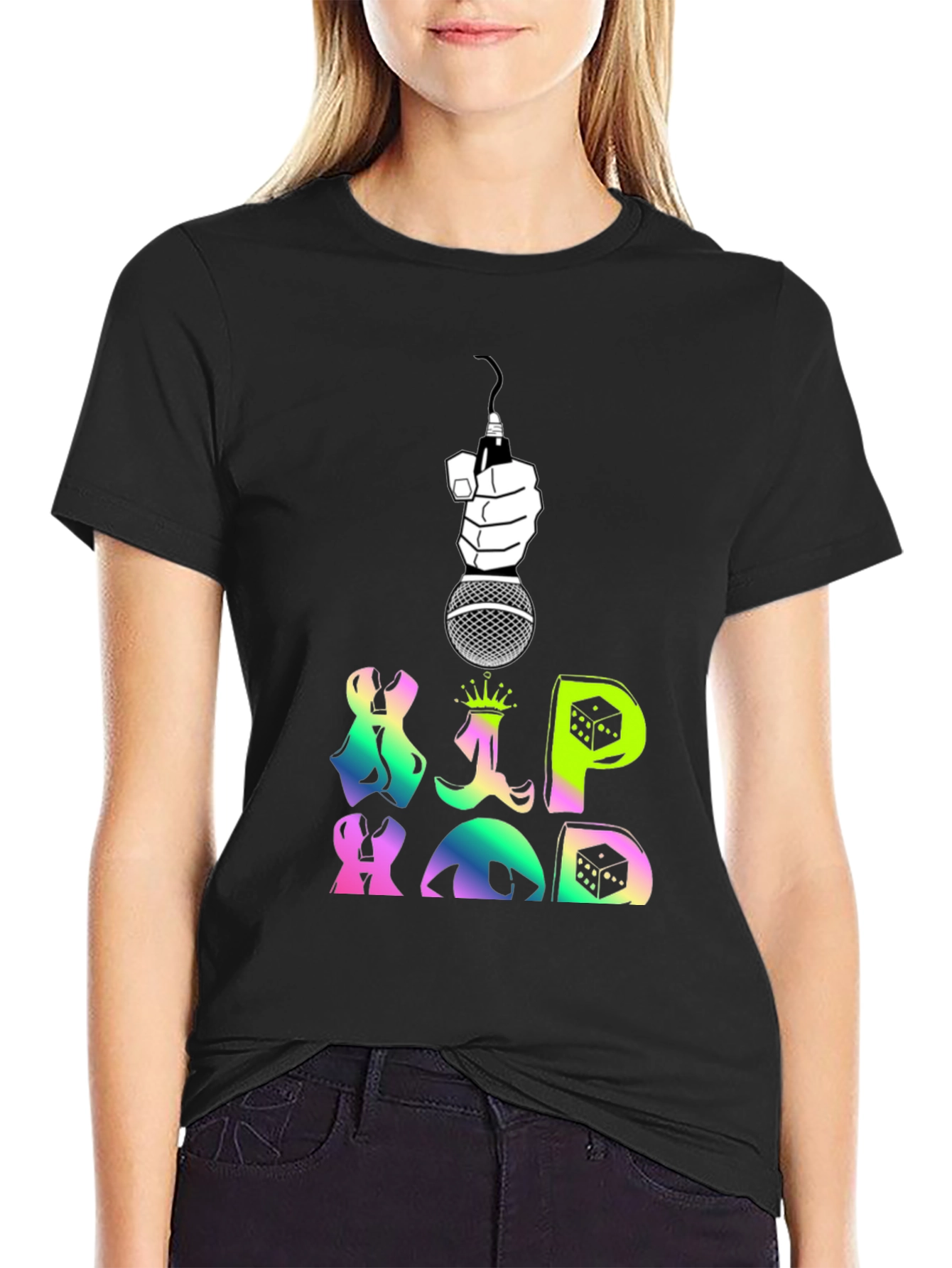 Hip Hop Rap Tee - Microphone & Dice Graphic T-Shirt