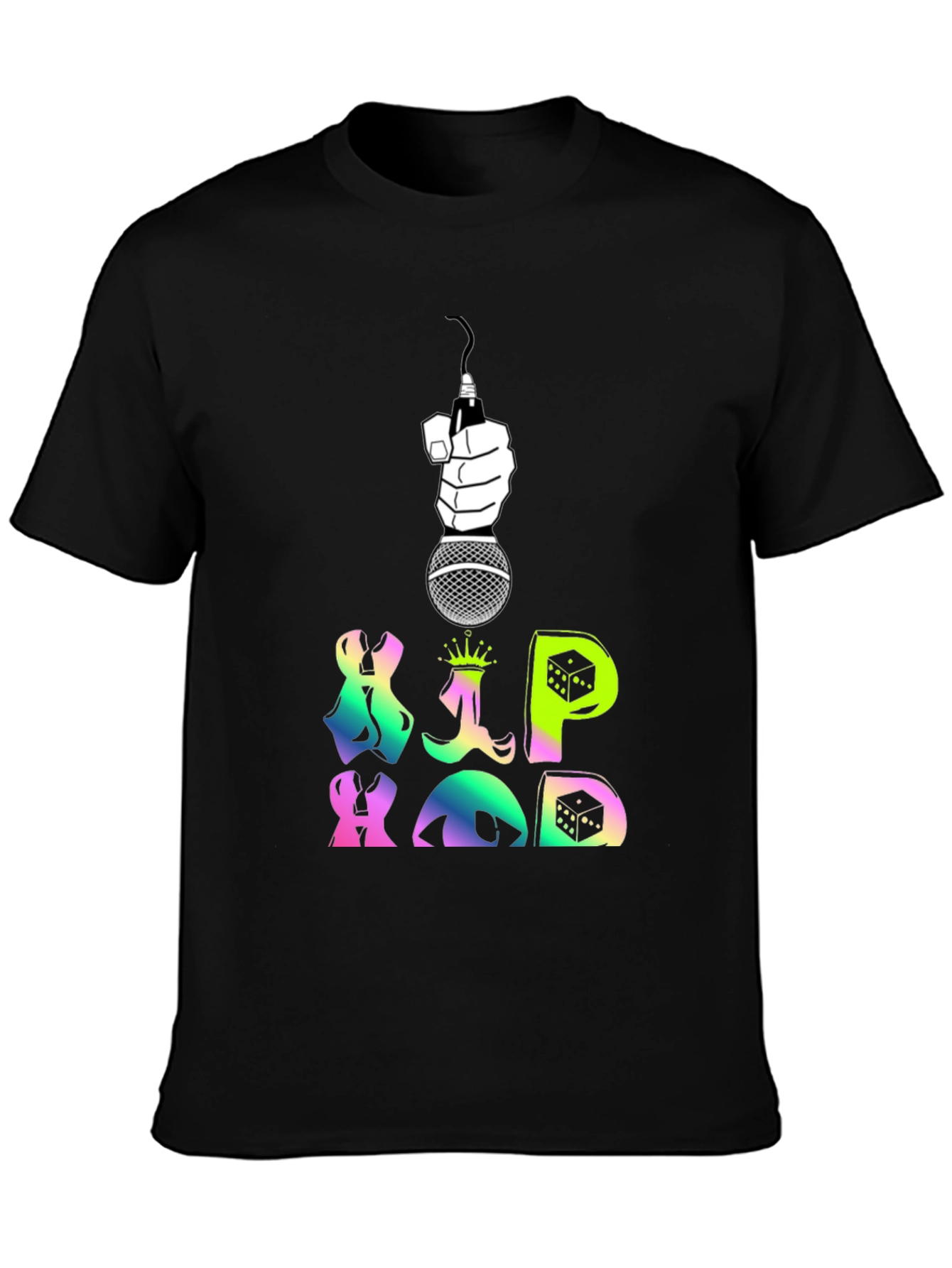 Hip Hop Rap Tee - Microphone & Dice Graphic T-Shirt