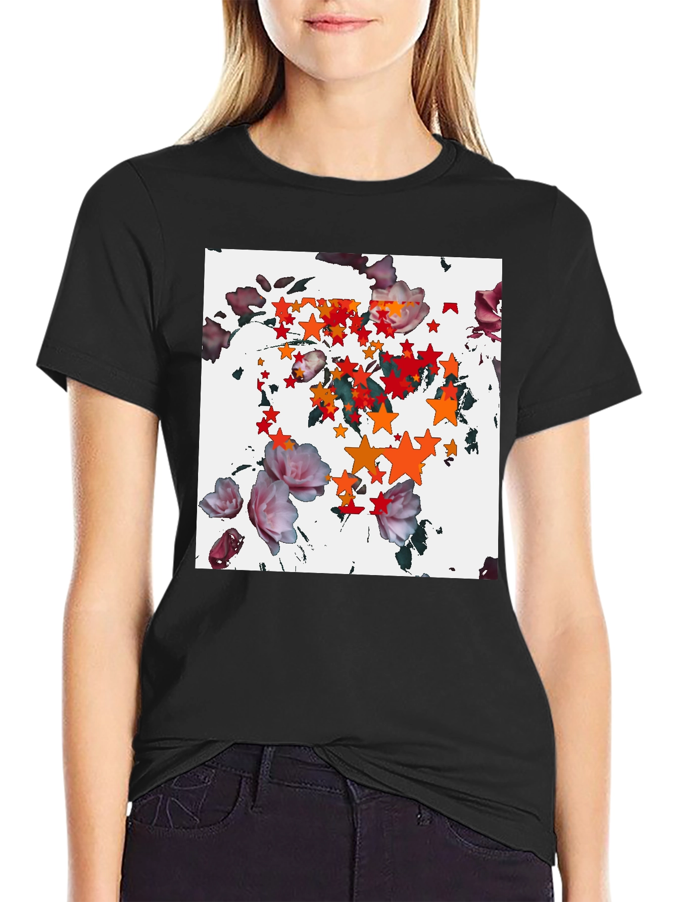 Floral Starburst Black T-Shirt