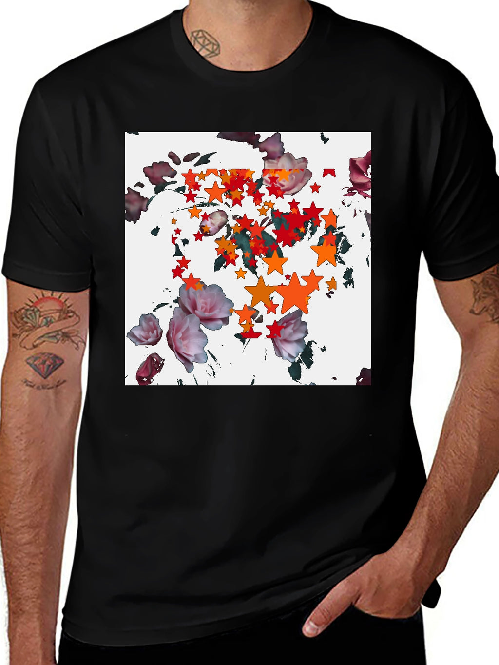 Floral Starburst Black T-Shirt
