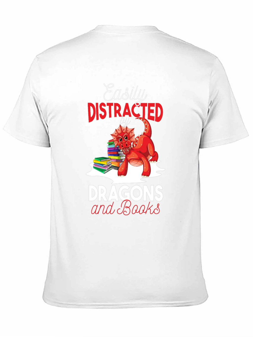 Easily Distracted by Dragons & Books Black T-Shirt