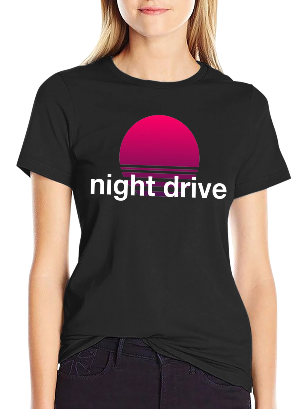 Night Drive Retro T-Shirt - Synthwave Sunset Design