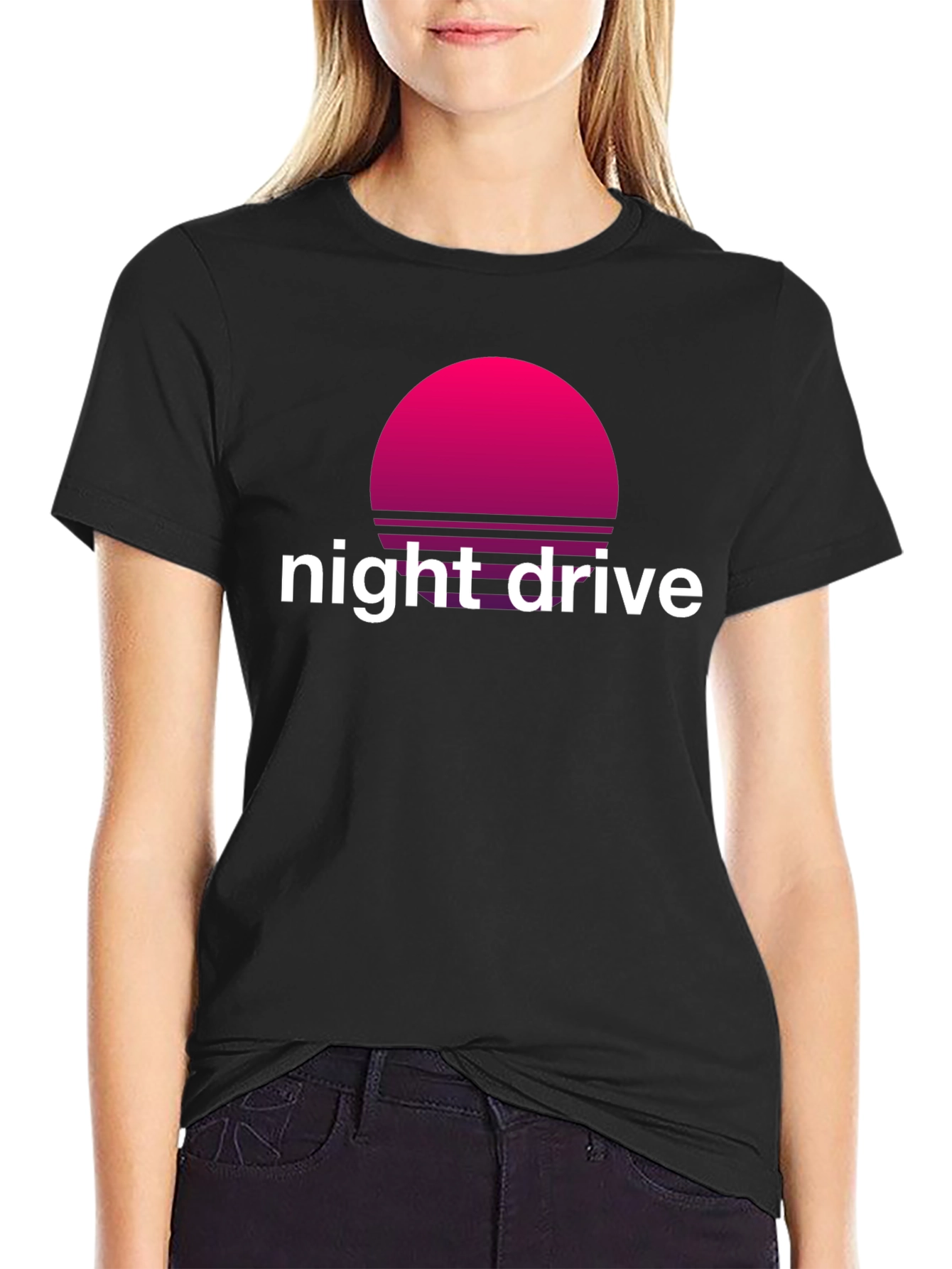 Night Drive Retro T-Shirt - Synthwave Sunset Design