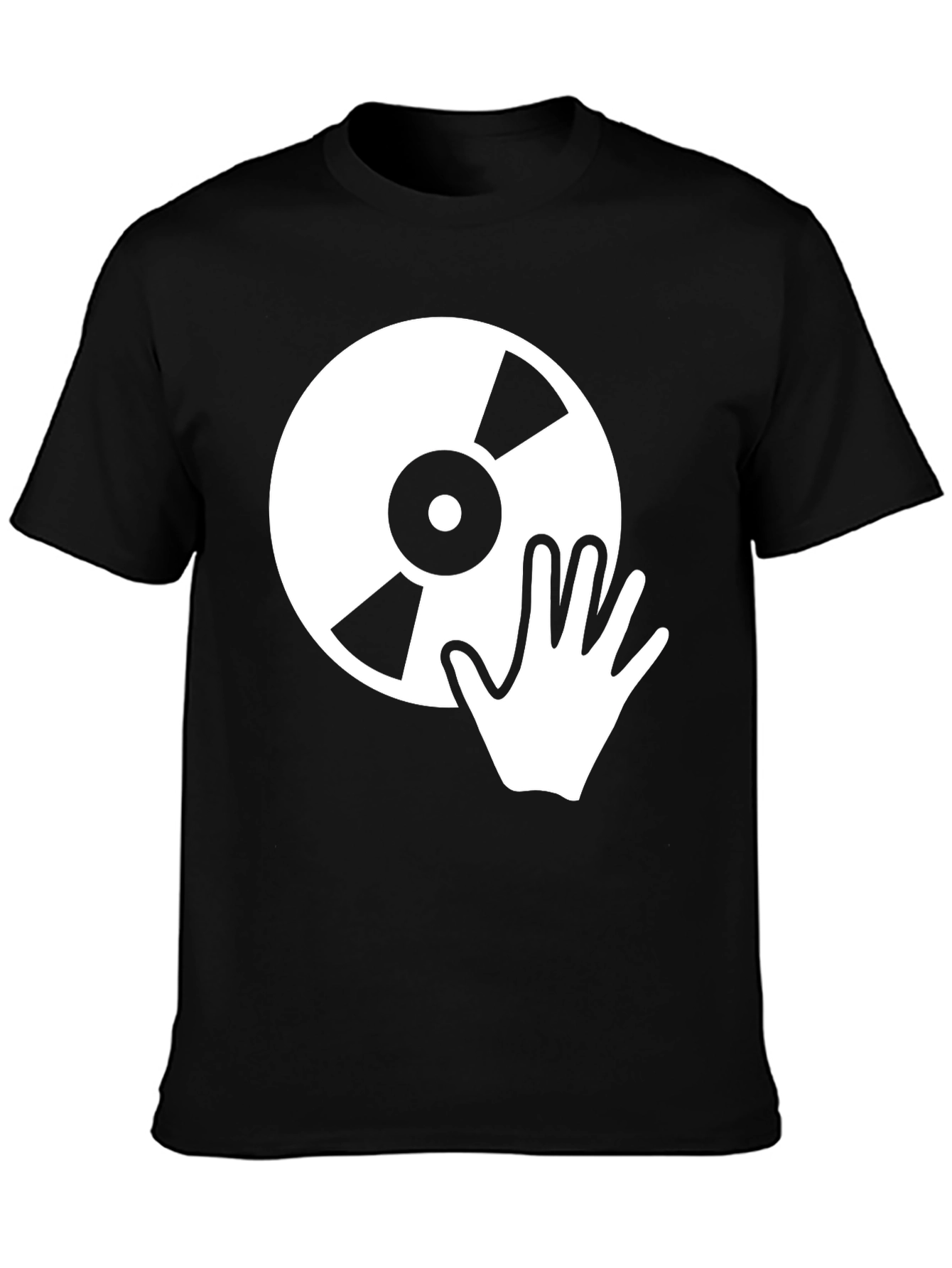 DJ Graphic T-Shirt - Turntable Hand Design Black Cotton Tee