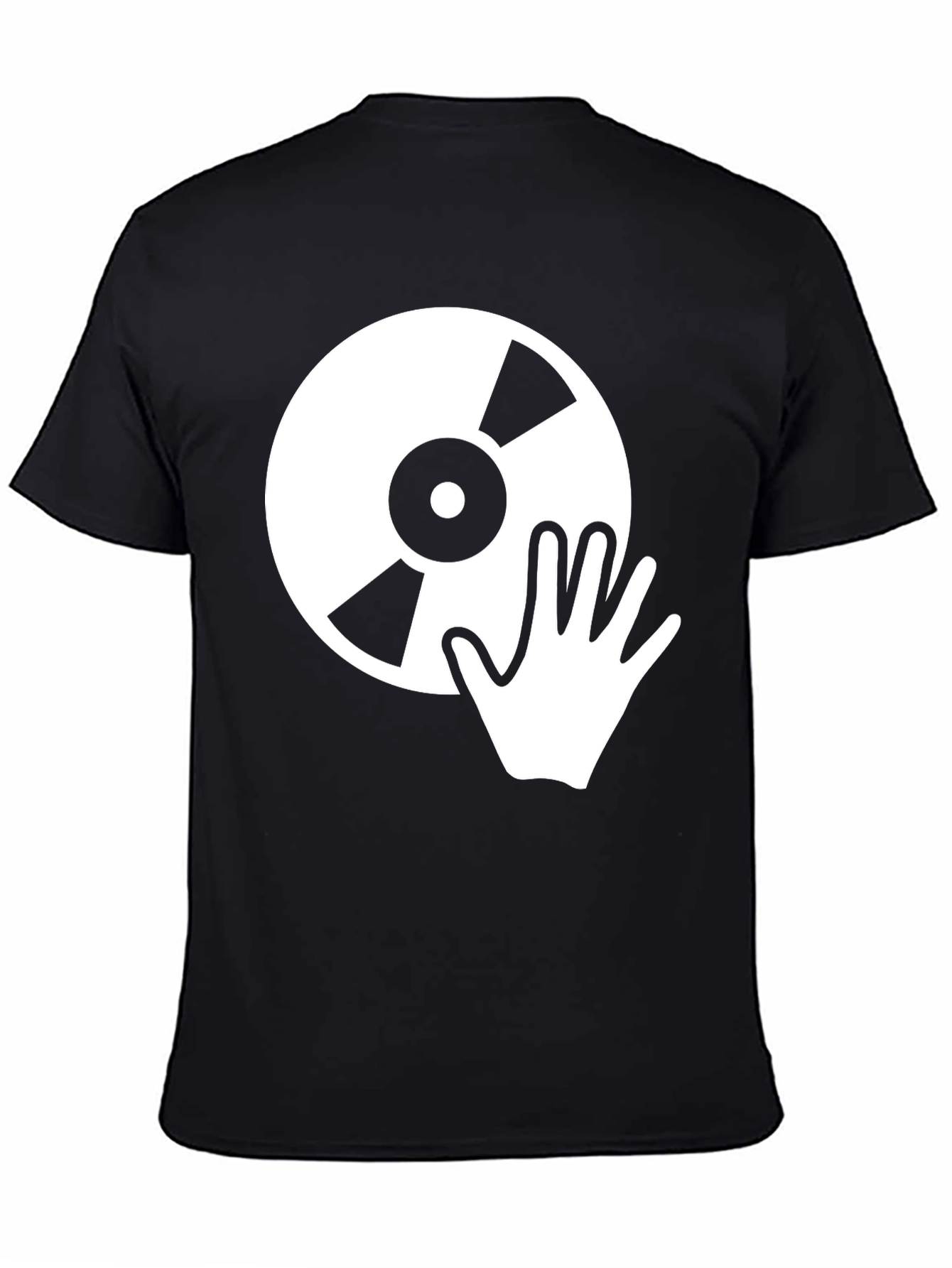 DJ Graphic T-Shirt - Turntable Hand Design Black Cotton Tee