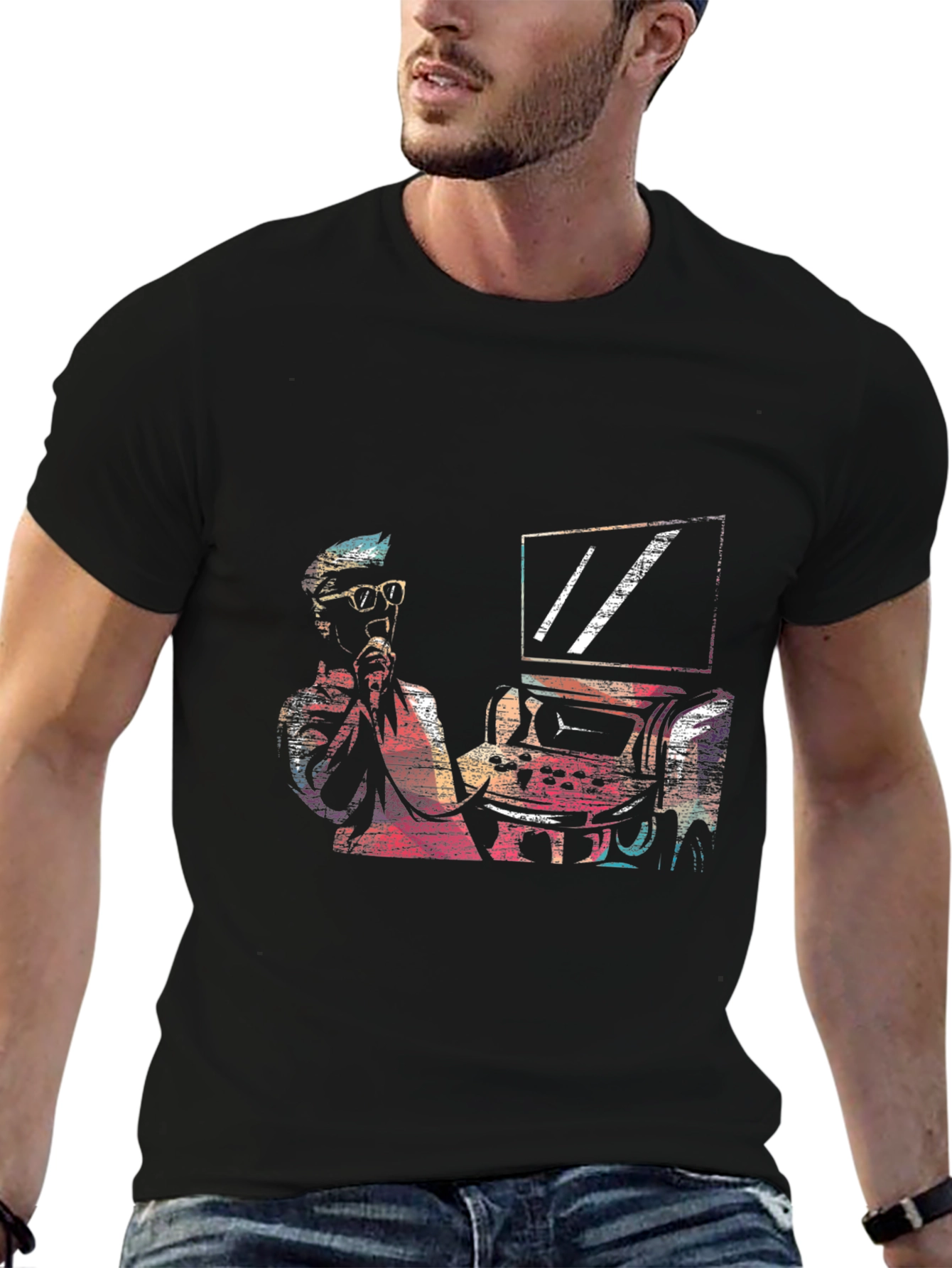 Retro Gamer Graphic Tee - Black Cotton T-Shirt