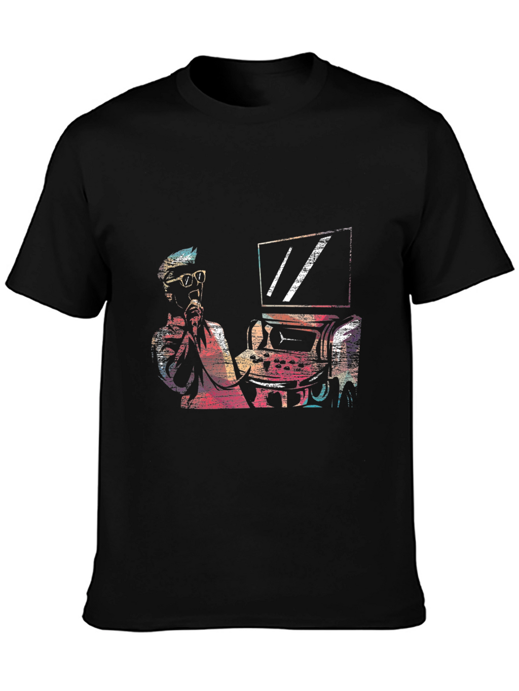 Retro Gamer Graphic Tee - Black Cotton T-Shirt
