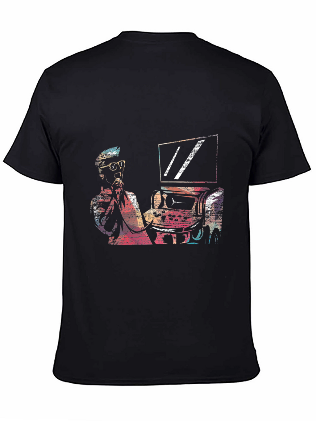 Retro Gamer Graphic Tee - Black Cotton T-Shirt