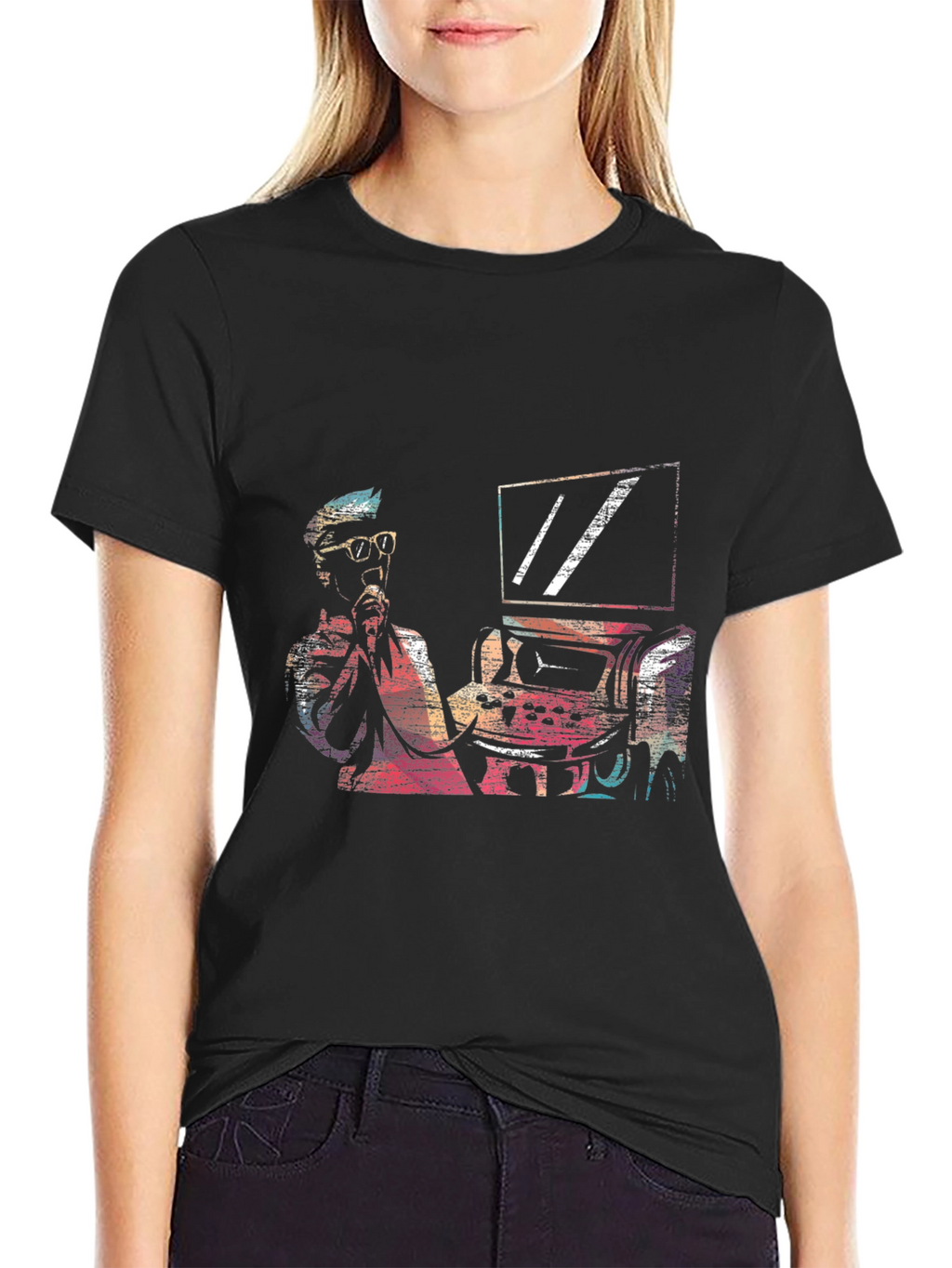 Retro Gamer Graphic Tee - Black Cotton T-Shirt