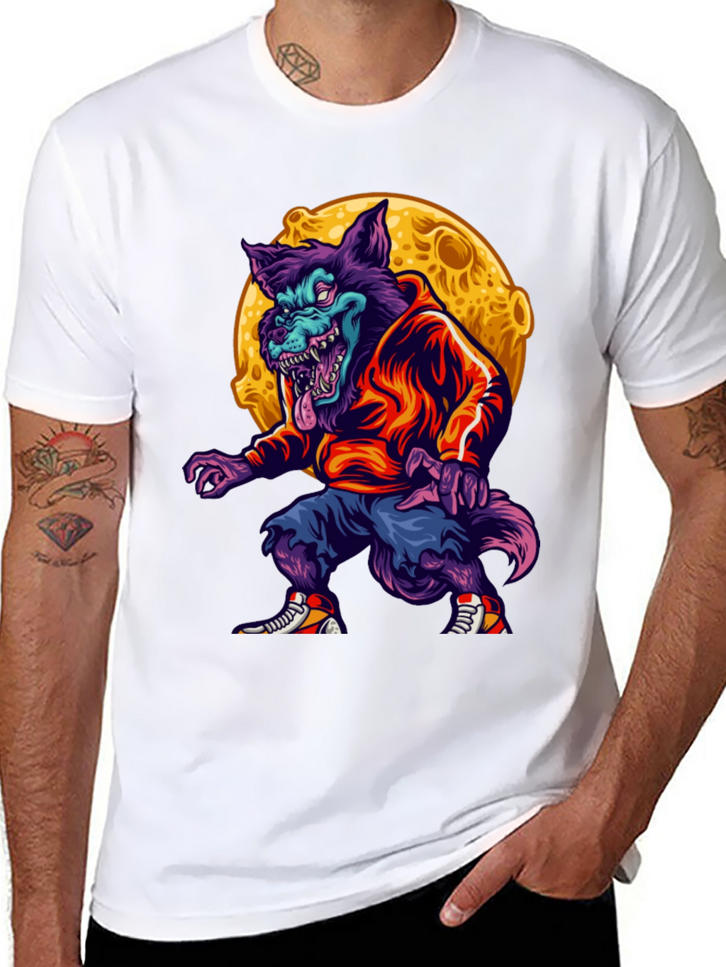 Urban Werewolf Graphic T-Shirt - Moon Design