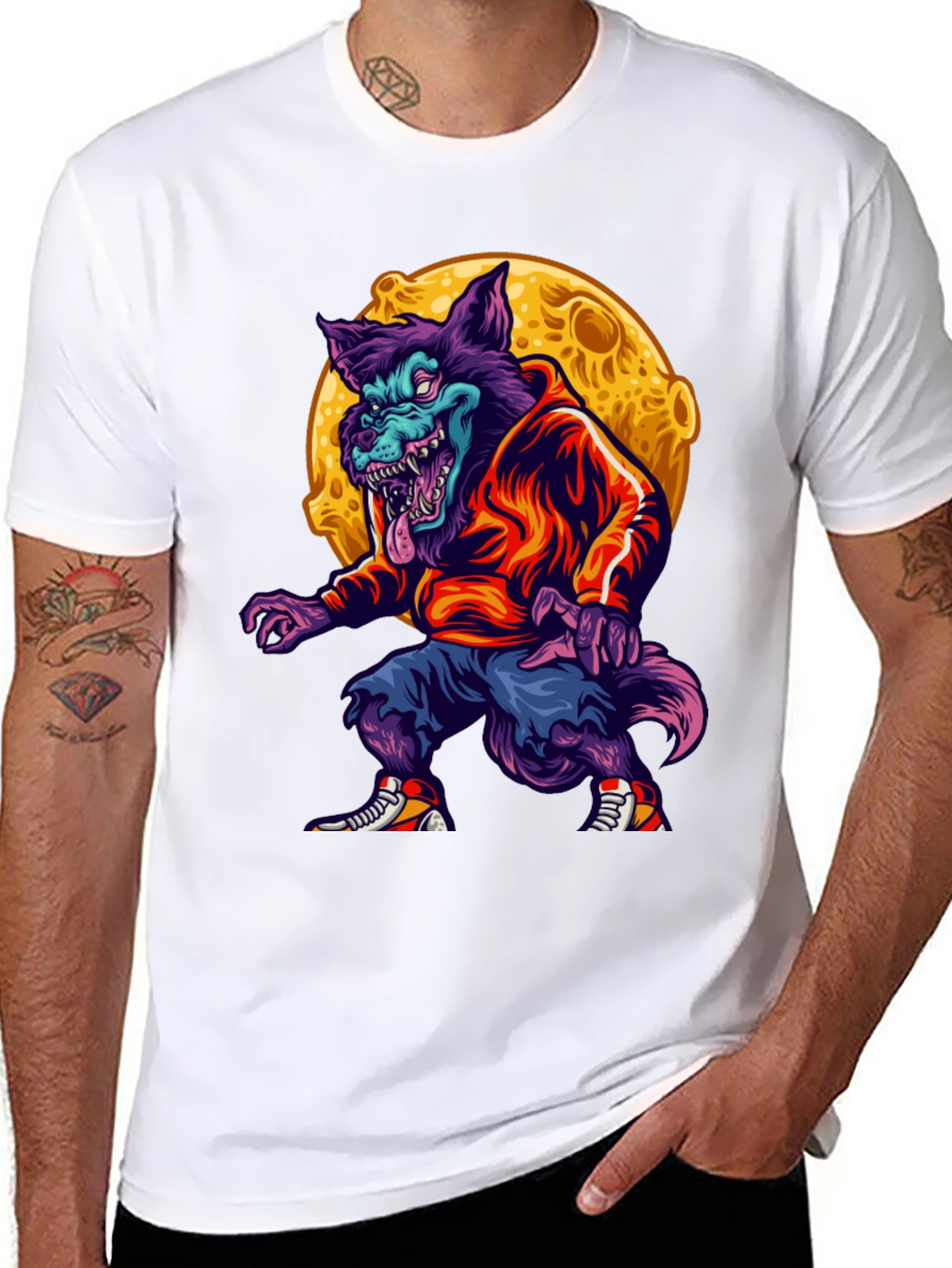 Urban Werewolf Graphic T-Shirt - Moon Design