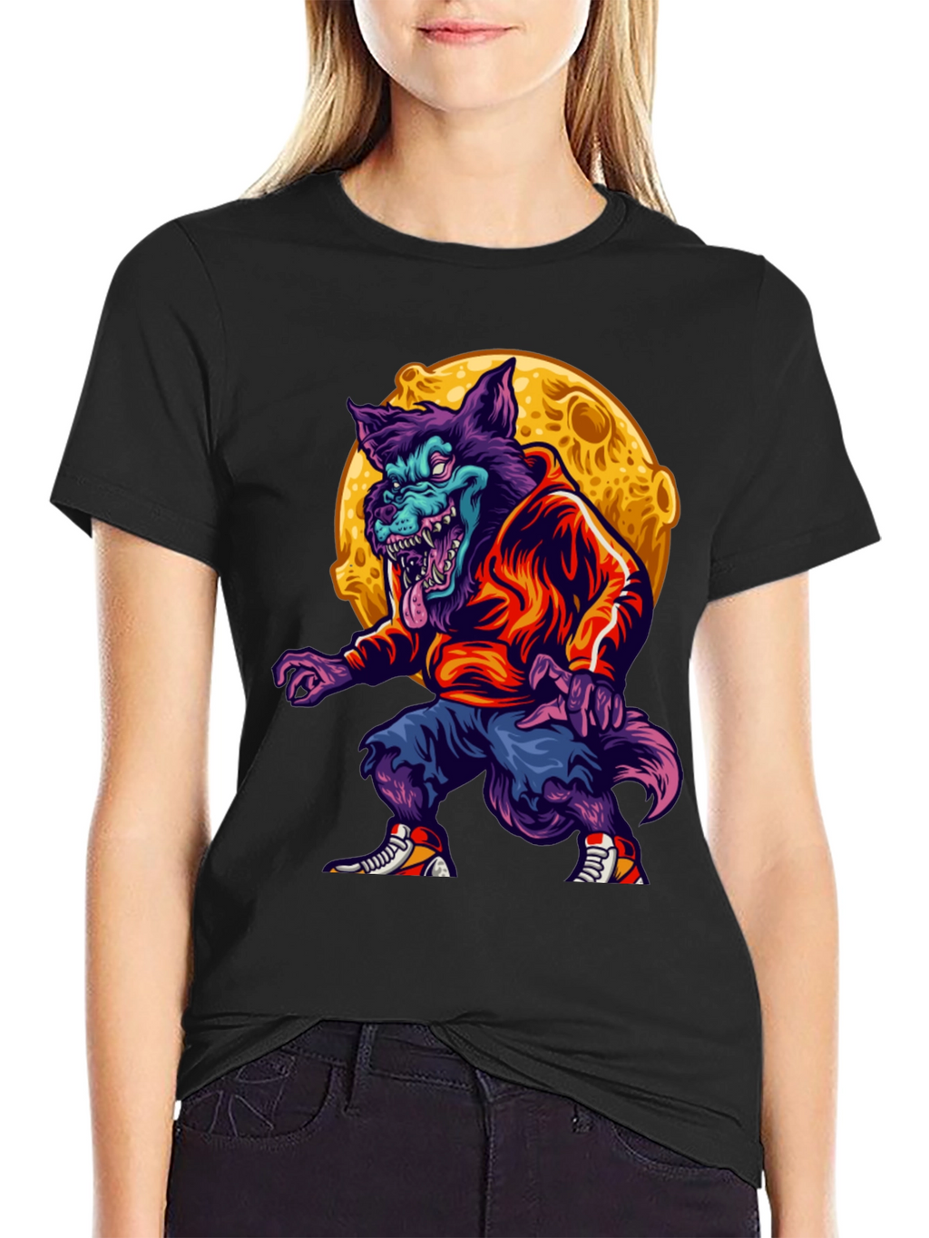 Urban Werewolf Graphic T-Shirt - Moon Design