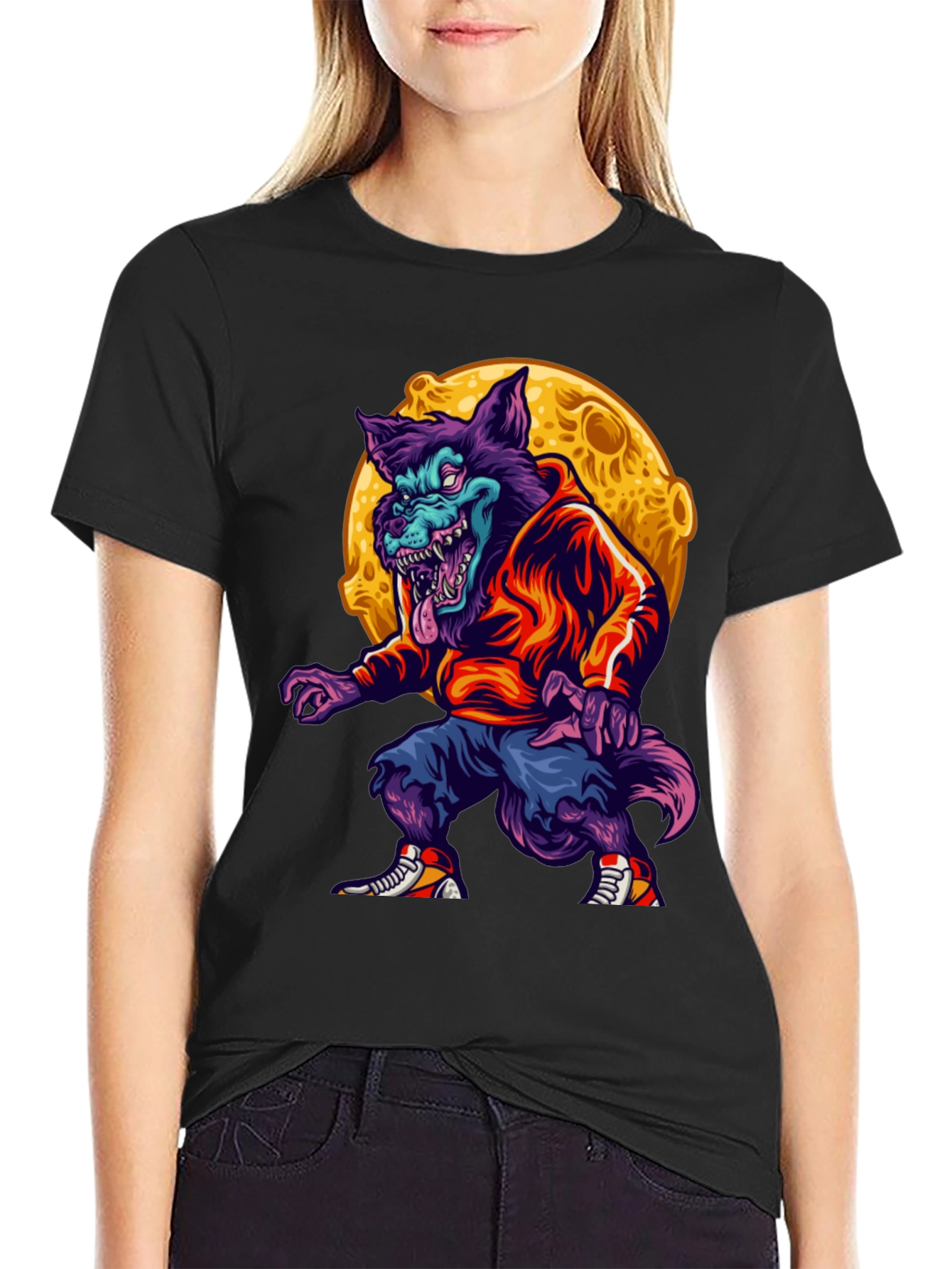 Urban Werewolf Graphic T-Shirt - Moon Design