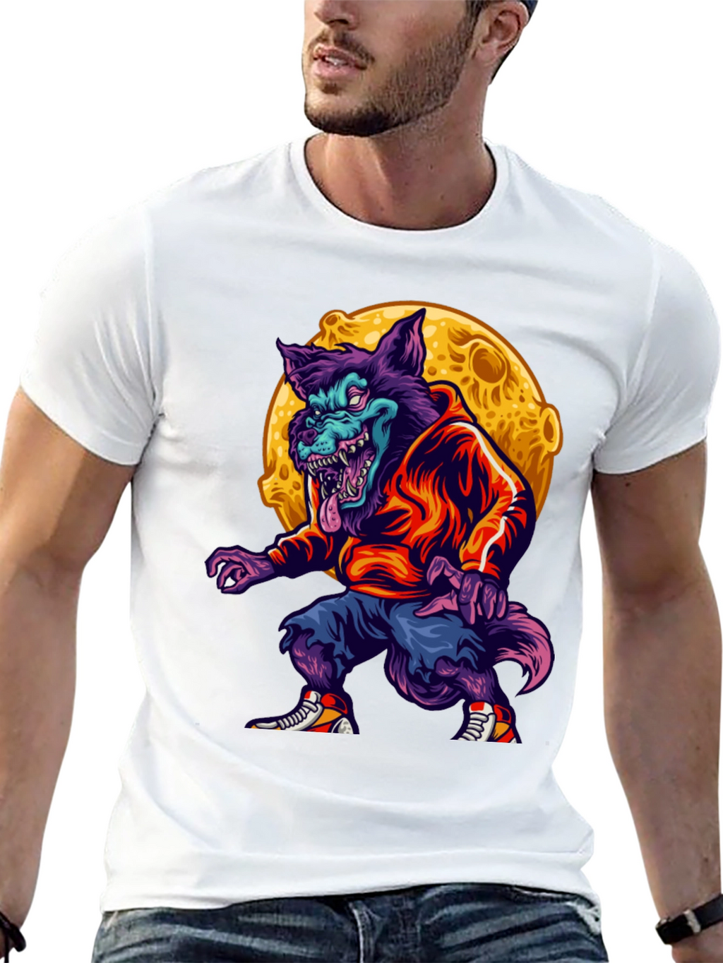 Urban Werewolf Graphic T-Shirt - Moon Design