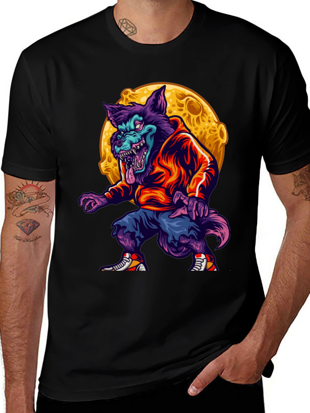 Urban Werewolf Graphic T-Shirt - Moon Design