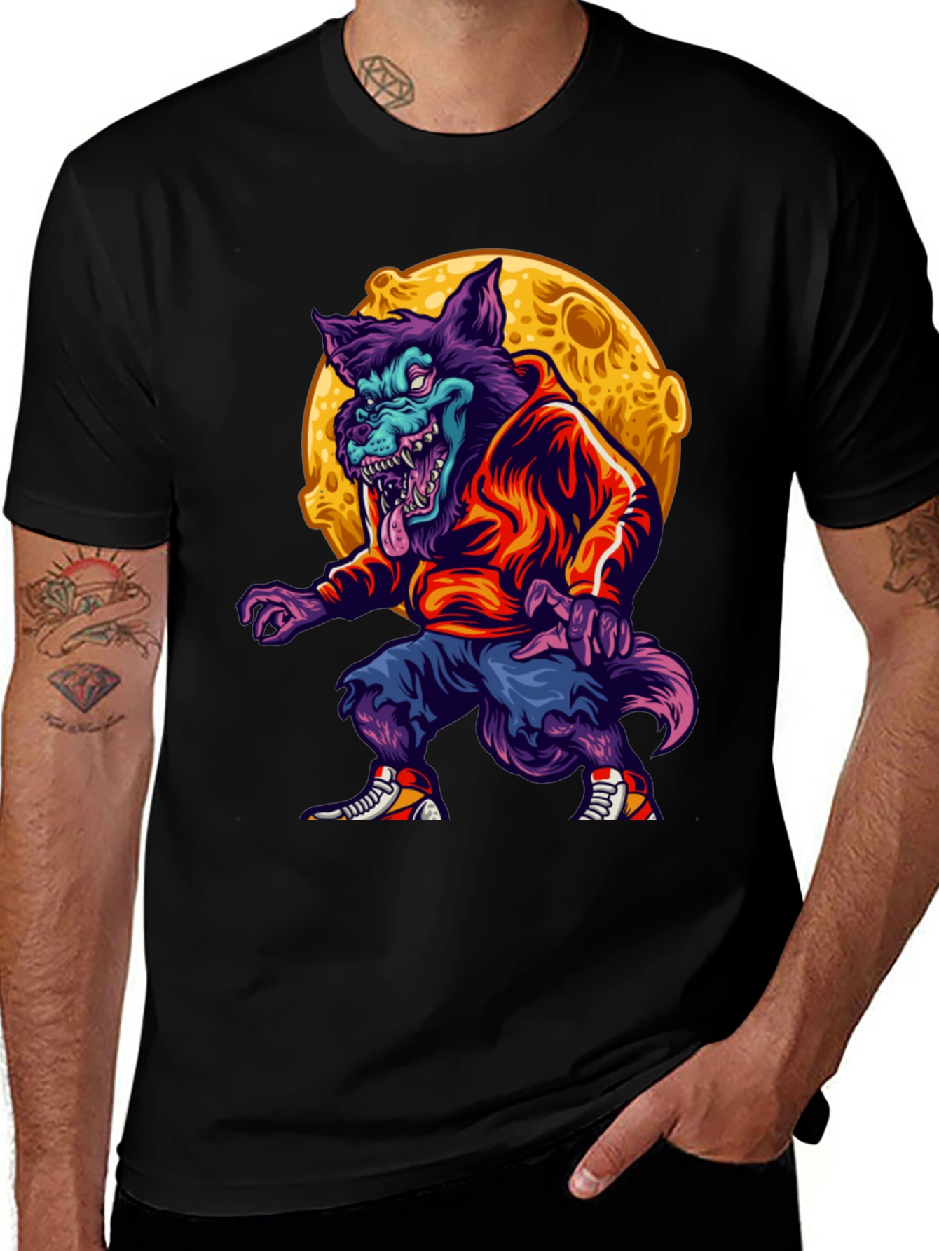 Urban Werewolf Graphic T-Shirt - Moon Design