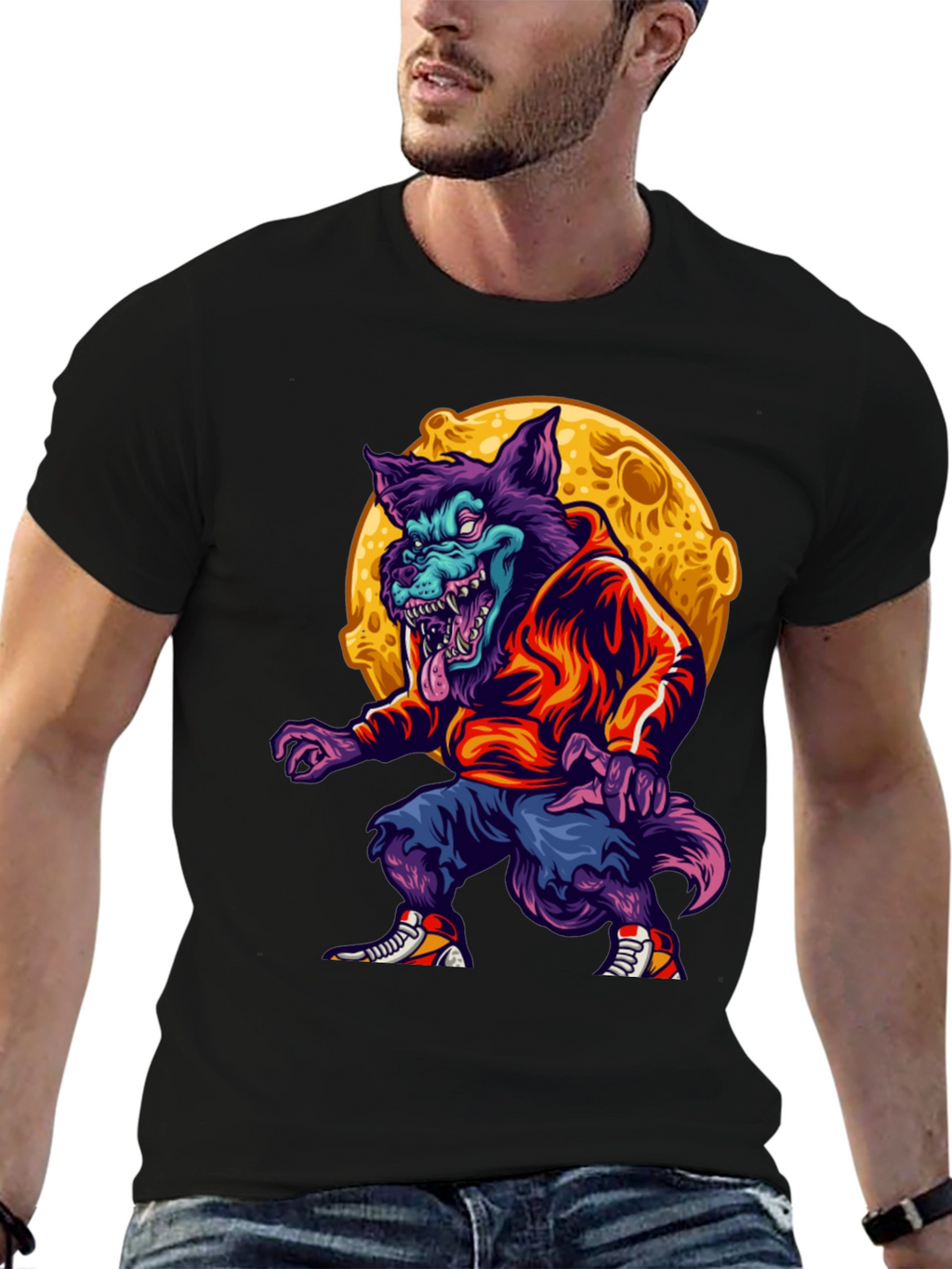 Urban Werewolf Graphic T-Shirt - Moon Design